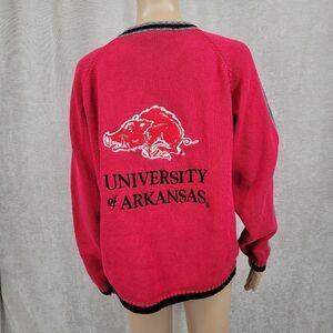 Birch Bros Vintage Arkansas Razorbacks Argyle Red Cardigan Women's Size Medium